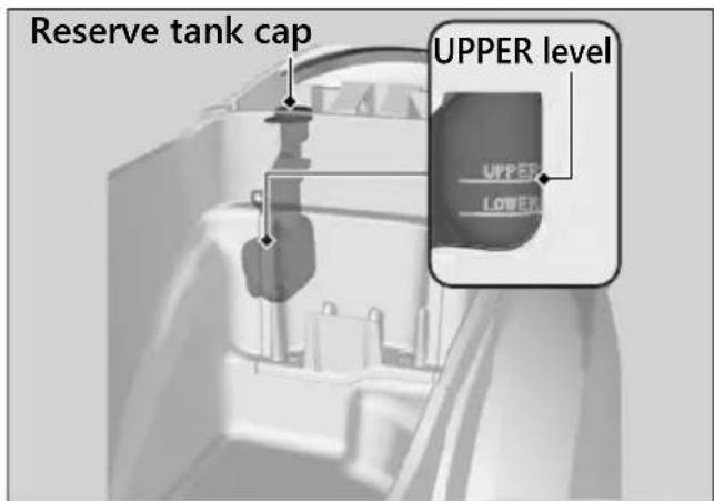 Reserve tank cap UPPER level UPPER LOWER