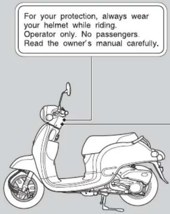 For your protection, always wear your helmet while riding. Operator only. No passengers. Read the owner's manual carefully.