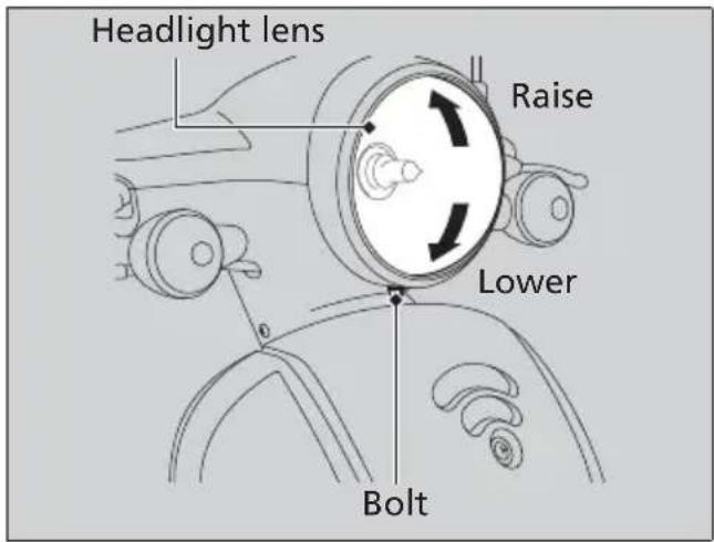 Headlight lens Raise Lower Bolt