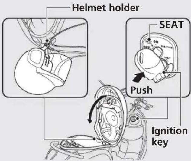 Helmet holder SEAT Push Ignition key