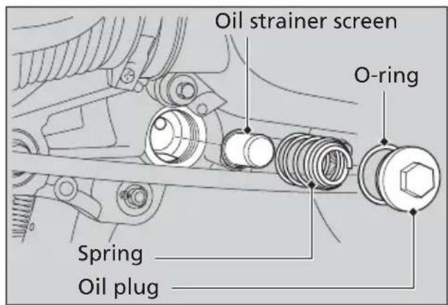 Oil strainer screen O-ring Spring Oil plug