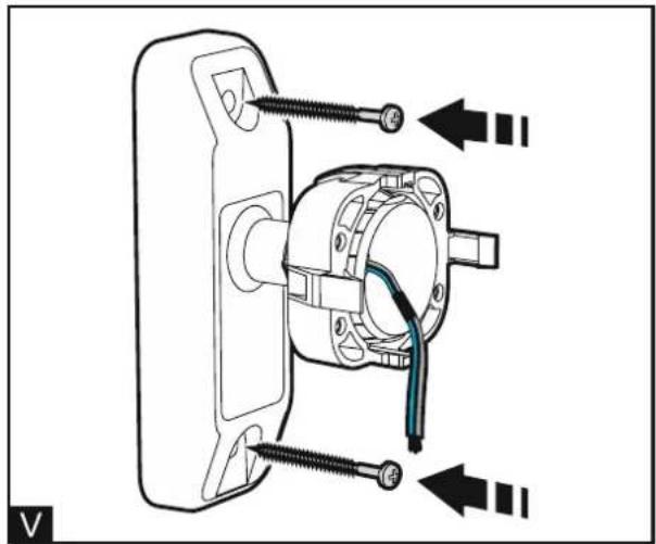 Technical diagram of a mechanical assembly with screws and a central component (no text or labels)