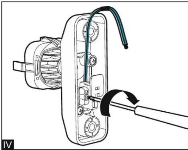 Diagram of an electric motor with cable and plug, showing internal components and a cable being inserted (no text or symbols)