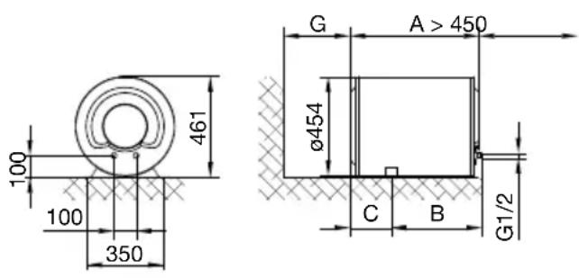 100 100 350 461 G A > 450 Ø454 C B G1/2