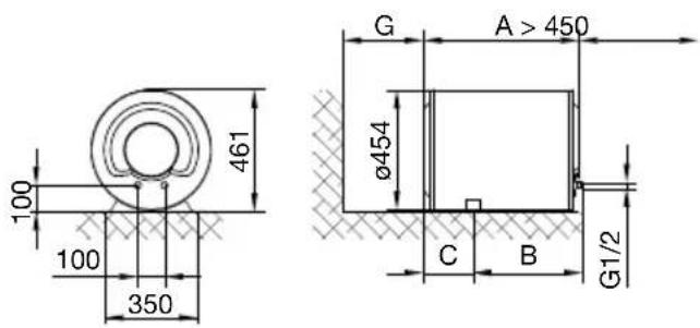100 100 350 461 G A > 450 Ø454 C B G1/2