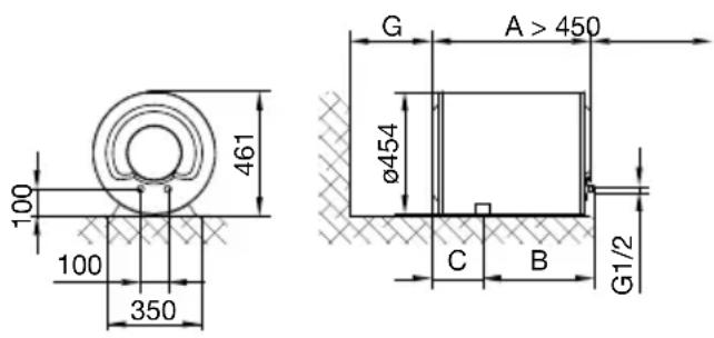 100 100 350 461 G A > 450 Ø454 C B G1/2