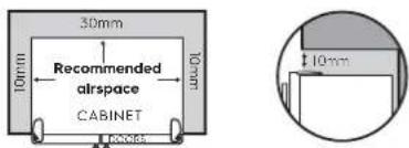 30mm Recommended airspace CABINET 10mm 10mm 10mm