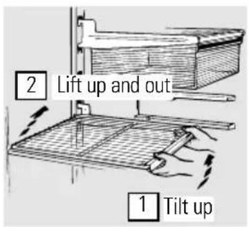 1 Tilt up 2 Lift up and out