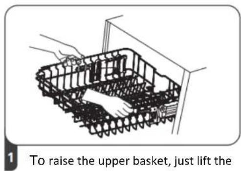 To raise the upper basket, just lift the