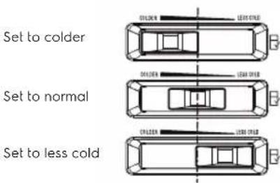 Set to colder Set to normal Set to less cold