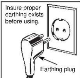 Insure proper earthing exists before using. Earthing plug