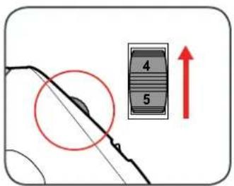 Diagram showing a mechanical or electrical component with numbered parts and an upward arrow indicating direction.