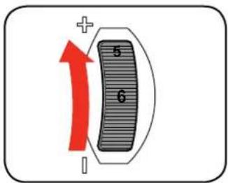 Diagram showing a red arrow pointing upward and a shaded rectangular region labeled with numbers 5 and 6, enclosed in a rounded rectangle.