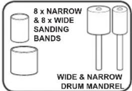 8 x NARROW & 8 x WIDE SANDING BANDS WIDE & NARROW DRUM MANDREL