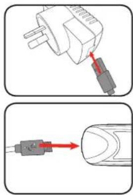 Diagram showing two steps of a plug with red arrows indicating insertion or disassembly, likely illustrating a mechanical or electrical component.