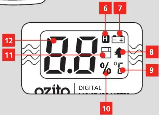 6 7 12 11 0.8 H + ↑ % 8 9 10 ozito DIGITAL
