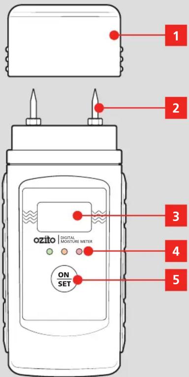 1 2 3 4 5 ozito DIGITAL MOISTURE METER ON SET