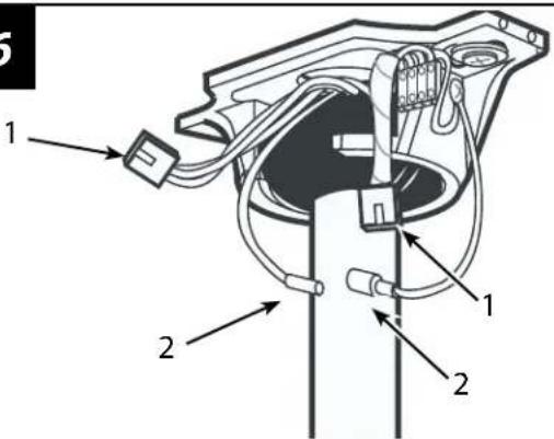 Technical diagram of a mechanical device with labeled parts 1 and 2, showing internal components and connections.