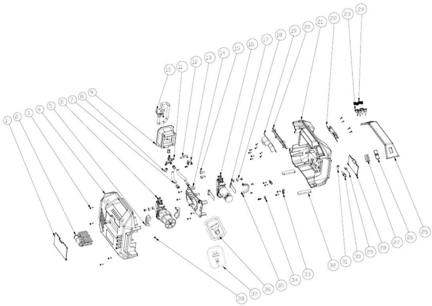 Exploded view diagram of a vehicle's internal components with numbered parts for identification