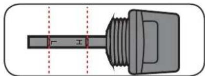 Technical diagram of a mechanical component with labeled parts and dashed alignment lines
