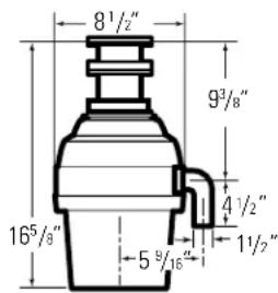 8½" 9¾" 16⁵/₈" 5¾/₁⁶" 4½" 1½"