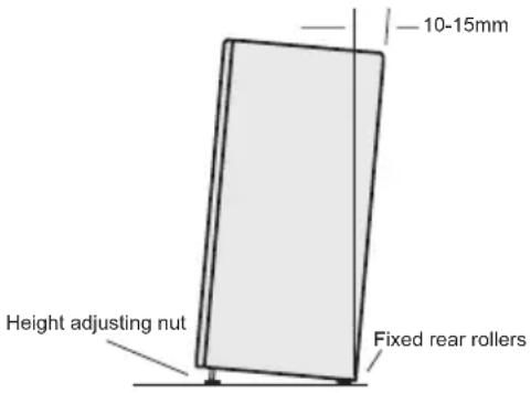 10-15mm Height adjusting nut Fixed rear rollers