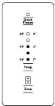 Quick Freeze -23° 0" -18° 3" -14° 7" Temp Zone