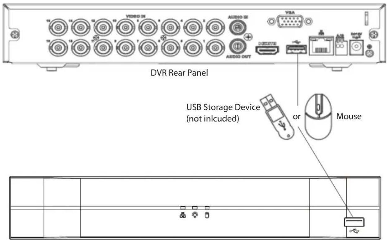 VBR Rear Panel USB Storage Device (not included) or Mouse