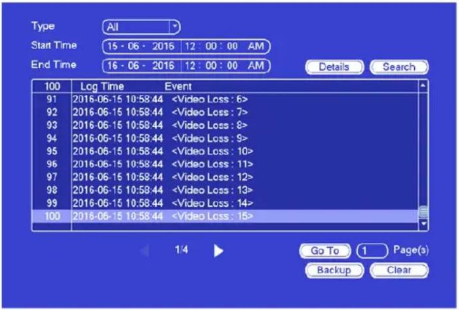 Type All Start Time 15 - 06 - 2016 12 : 00 : 00 AM End Time 16 - 06 - 2016 12 : 00 : 00 AM Details Search 100 Log Time Event 91 2016-06-15 10:58:44 92 2016-06-15 10:58:44 93 2016-06-15 10:58:44 94 2016-06-15 10:58:44 95 2016-06-15 10:58:44 96 2016-06-15 10:58:44 97 2016-06-15 10:58:44 98 2016-06-15 10:58:44 99 2016-06-15 10:58:44 100 2016-06-15 10:58:44 Go To Page(s) Backup Clear