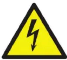 Yellow triangular warning sign with black lightning bolt symbol indicating electrical hazard