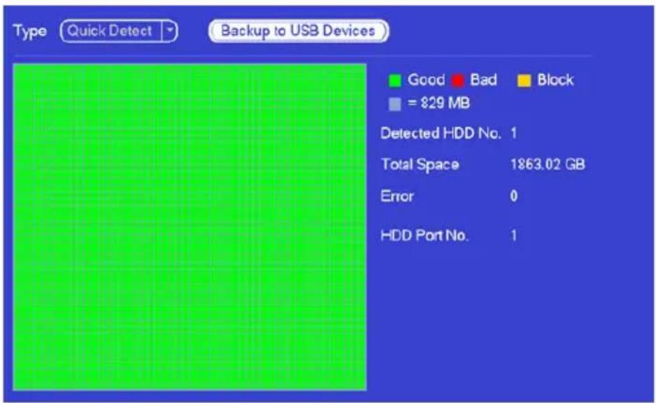 Type Quick Detect Backup to USB Devices Good Bad Block = $29 MB Detected HDD No. 1 Total Space 1863.02 GB Error 0 HDD Port No. 1
