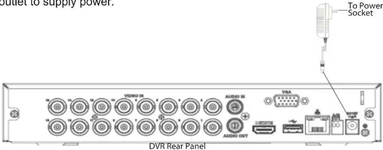 Outlet to supply power. To Power Socket VISA AUDIO IN AUDIO IN AUDIO OUT DVR Rear Panel