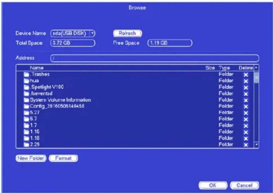 Browse Device Name sds(USB DISK) Refresh Total Space 3.72 GB Free Space 1.19 GB Address / Name Size Type Delete Trashes Folder ✗ hua Folder ✗ .Spotight-V100 Folder ✗ .Iseventsd Folder ✗ System Volume Information Folder ✗ Config_20160508140458 Folder ✗ 5.27 Folder ✗ 6.7 Folder ✗ 1.7 Folder ✗ 1.15 Folder ✗ 1.18 Folder ✗ 2.29 Folder ✗ New Folder Format OK Cancel
