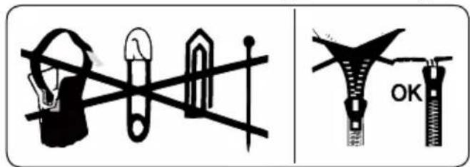 Diagram illustrating correct and incorrect methods for using a tool, with labeled 'OK' indicating no change.