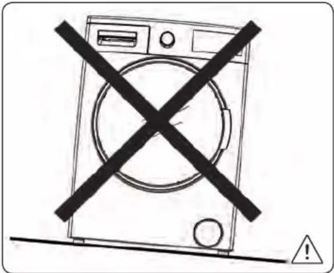 Warning sign showing a washing machine crossed out, indicating no liability or prohibition