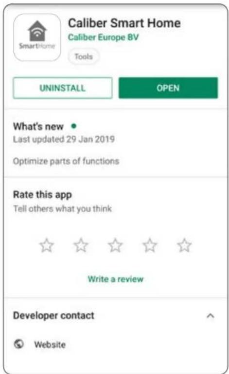 Caliber Smart Home Caliber Europe BV Tools UNINSTALL OPEN What's new • Last updated 29 Jan 2019 Optimize parts of functions Rate this app Tell others what you think Write a review Developer contact Website