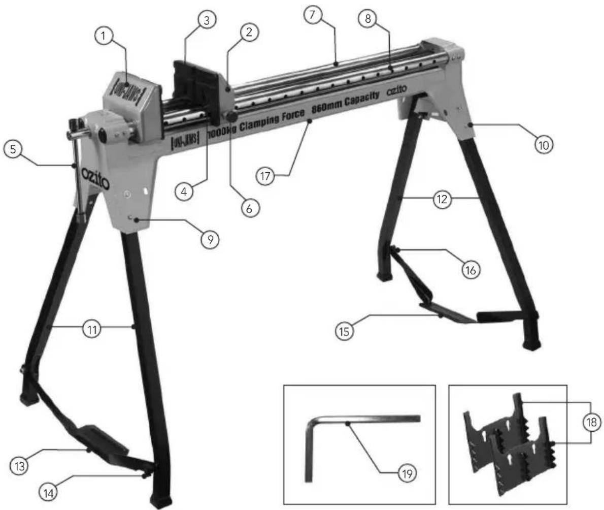 [UH-JWS] 1000kg Clamping Force 860mm Capacity ozito ozito 1 2 3 7 8 9 10 11 12 13 14 15 16 17 18