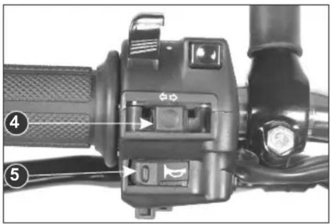 Diagram of a bicycle steering wheel with labeled components and directional arrows indicating motion control keys.