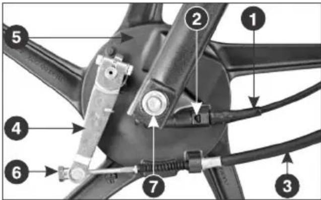 Labeled diagram of a bicycle wheel assembly with numbered parts for identification