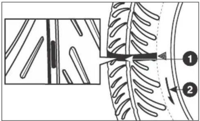 Technical diagram showing mechanical assembly with labeled components and directional arrows