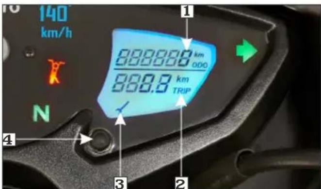 140 km/h 888888 km ODO 888.9 km TRIP N 1 2 3 4