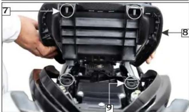 Labeled diagram of a robotic car engine showing internal components and parts numbered 7, 8, and 9.