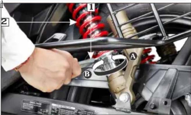Close-up of a car engine component with labeled parts A and B, showing mechanical assembly and wiring details.
