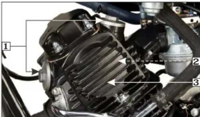 Technical diagram of an automotive engine showing labeled components and parts