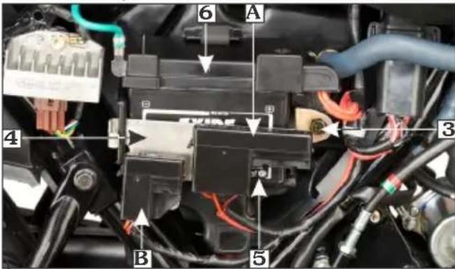 Labeled diagram of an automotive electrical panel with numbered components and wiring connections