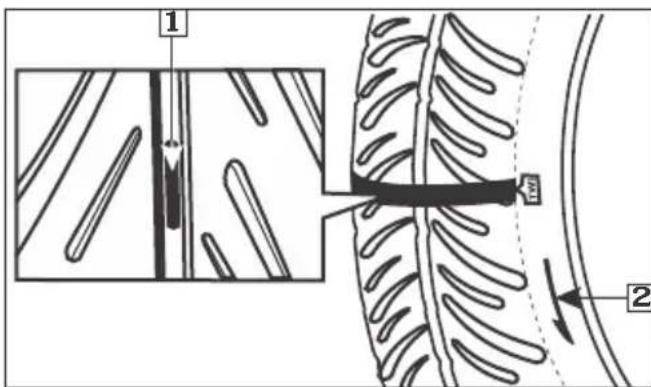 Technical diagram showing two mechanical or structural components with labeled parts 1 and 2, including directional arrows and internal features.