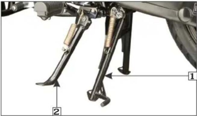 Technical diagram of bicycle footbride system with labeled parts 1 and 2