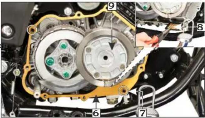 Technical diagram of a mechanical assembly with numbered components, likely for maintenance or repair instructions.
