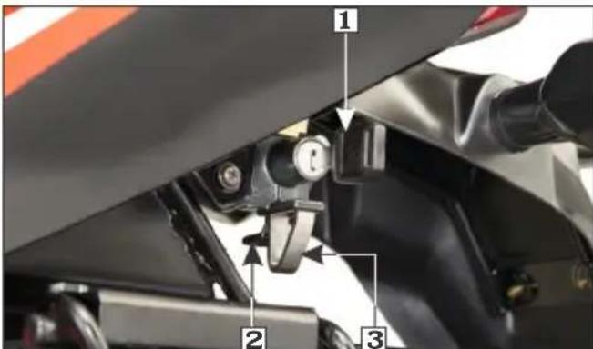 Labeled mechanical component diagram showing parts numbered 1, 2, and 3 for assembly or repair.