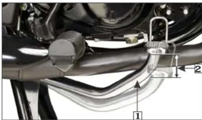 Technical diagram of a motorcycle's internal components with labeled parts 1 and 2